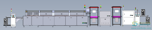 SMT line printer mounter oven w loading magazine back