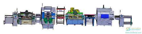 THT auto insertion machine line PCB loader+Radial+Oddfrom+Pin+Termianl unloader front