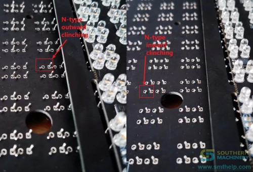 LED PCB radial insertion outward N clinching 6