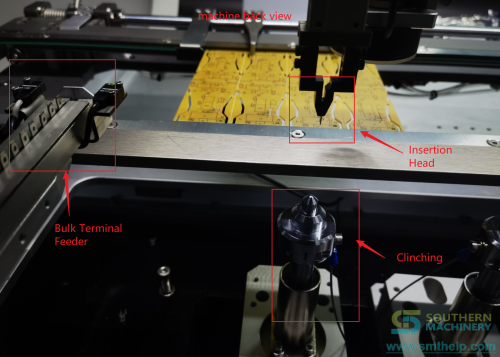 Bulk terminal insertion processing machine back view