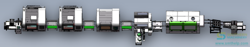 PCB MAGAZINE LOADER + Radial Machine x2+Terminal+Wave Soldering +Unloader 3