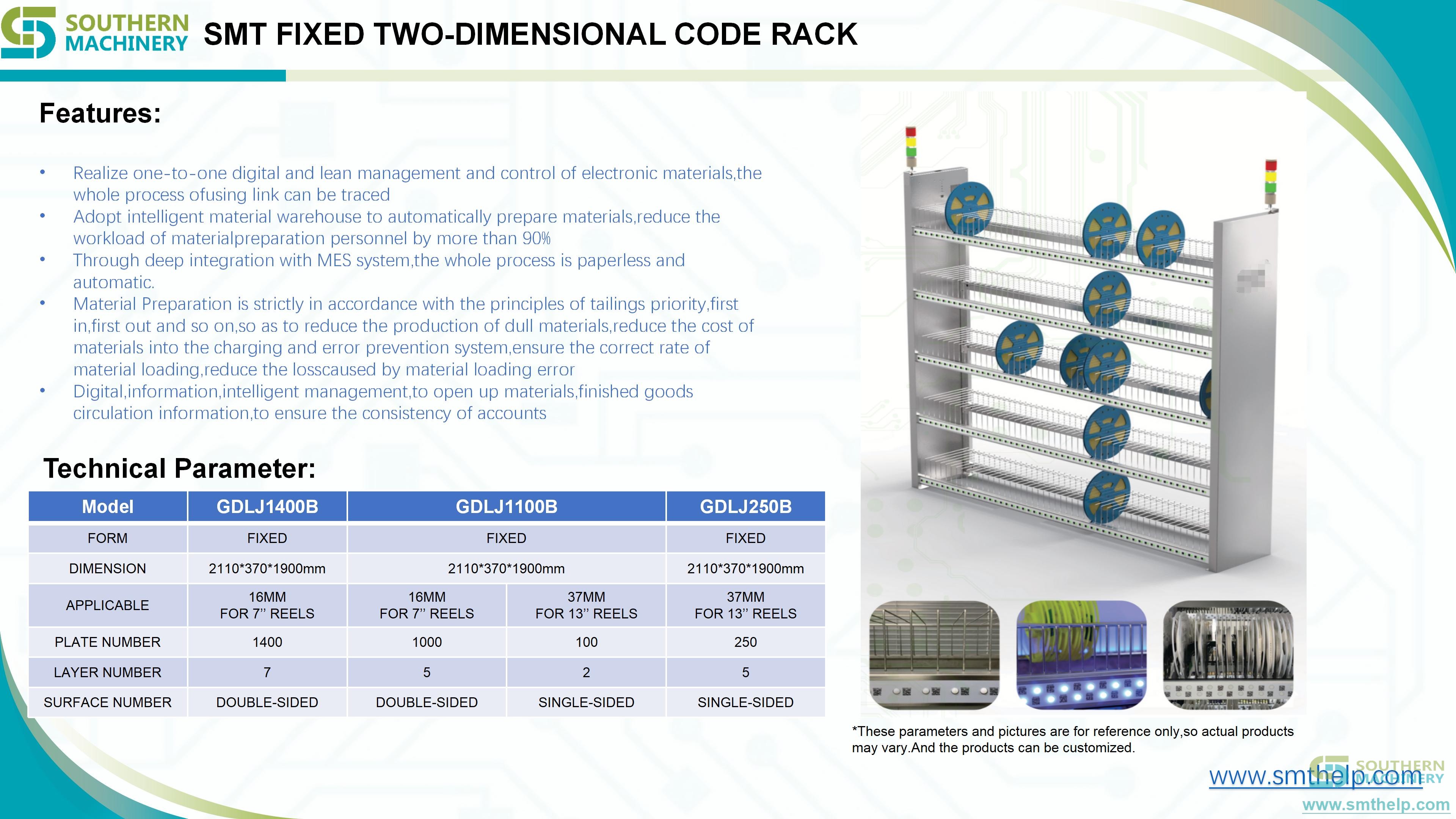 SMT Intelligent Reel Storage Rack in a factory