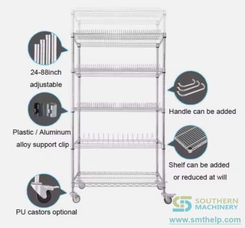 smt reel storage cart stainless 8