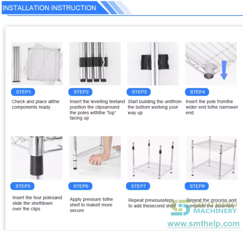 smt reel storage cart stainless installation instruction