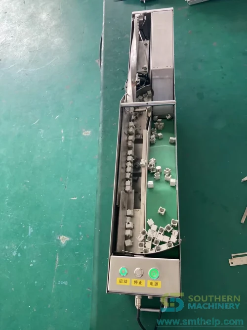 Southern Machinery customized feeder solution for automated SMT/THT component handling and PCB assembly lines. Tags: custom feeder, SMT feeder, THT feeder, PCB assembly automation, odd form feeder, Southern Machinery.