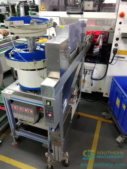 Southern Machinery customized feeder solution for automated SMT/THT component handling and PCB assembly lines. Tags: custom feeder, SMT feeder, THT feeder, PCB assembly automation, odd form feeder, Southern Machinery.
