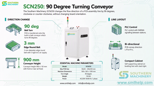 90 degree turning conveyor scn250 pcb turn conveyor smt line ems southern machinery