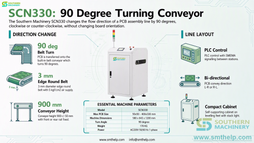 90 degree turning conveyor scn330 pcb turn conveyor smt line ems southern machinery