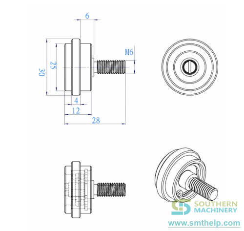 Reflow oven chain guide wheel, a documented wear and maintenance part on an SMT reflow oven