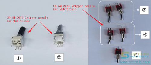custom SMT gripper nozzle family SM2073 for odd-form PCB assembly and THT insertion lines